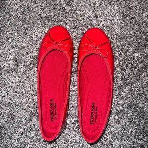 red ballet flats